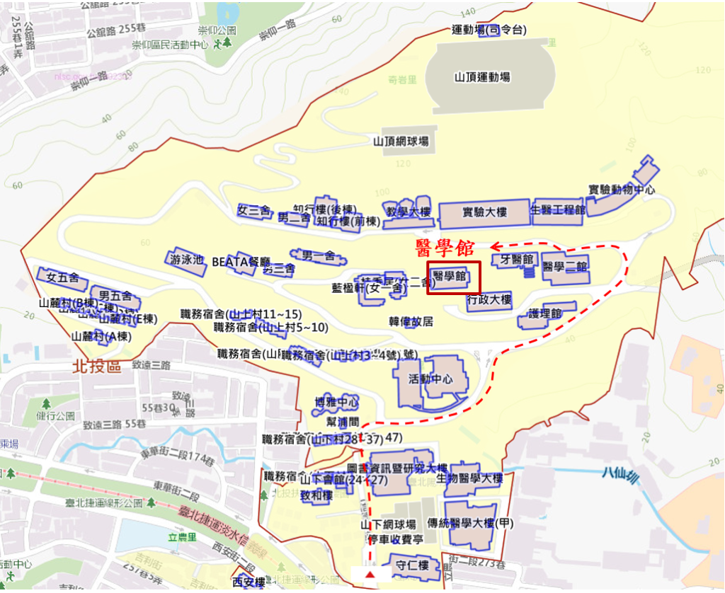 醫學館位置圖(陽明校區)